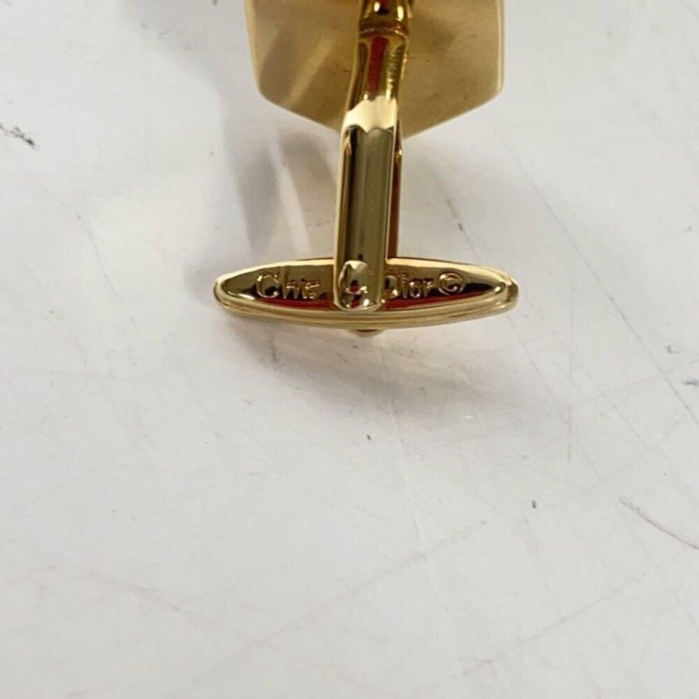 vintage Christian Dior gold-tone hexagonal cufflinks with the 'CD' logo, present - Picture 3 of 4